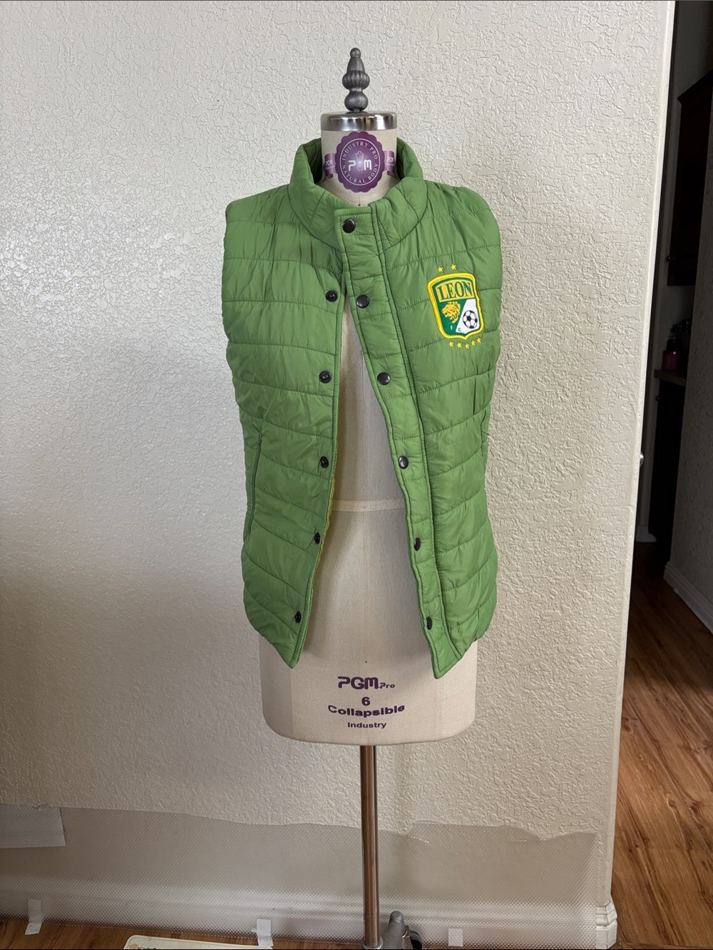 Green Quilted Sleeveless Vest with Soccer Crest